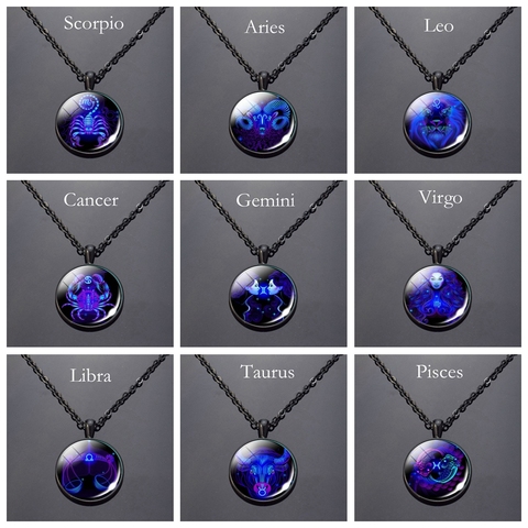 12Constellations Zodiac Necklace Capricorn Aquarius Pisces Aries Taurus Gemini Cancer Virgo Libra Scorpio Birthday Gifts Jewelry ► Photo 1/6