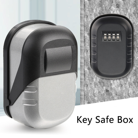 Key Lock Box Wall Mounted Aluminum alloy Key Safe Box 4 Digit Combination Key Storage Lock Box Indoor Outdoor Keys Storage Box ► Photo 1/6