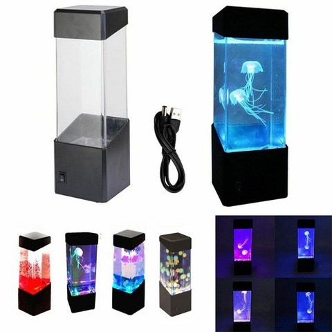 Jellyfish Tank Night Light Aquarium Style LED Lamp Sensory Autism LED Desk Lamp jellyfish aquarium lamp Dropshiping ► Photo 1/6