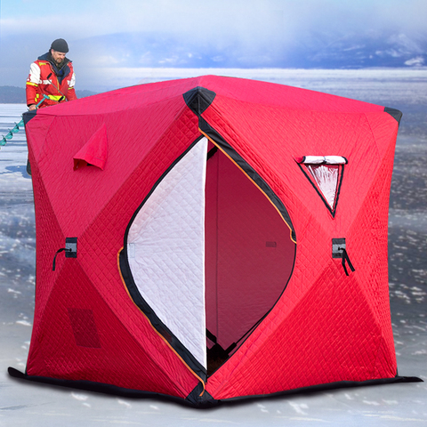 Three Layer Cotton Warm Winter Ice Fishing Tent 3-4 Person Outdoor Camping Tourist Tent for Winter Fishing палатка для рыбалки ► Photo 1/6