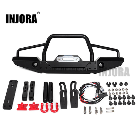 INJORA 1:10 RC Rock Car Metal Front Bumper with Led Light for Axial SCX10 90046 90047 Traxxas TRX-4 RC Crawler ► Photo 1/6