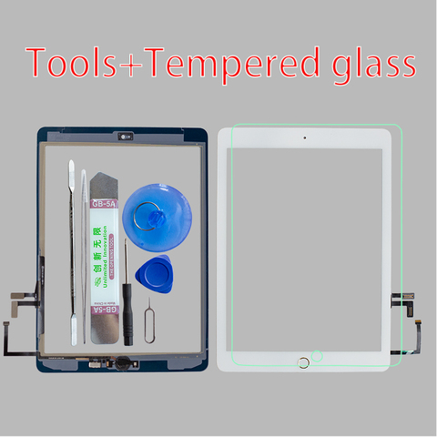 2017 A1822 A1823 Touch Screen For iPad 5th Generation 5 Digitizer  Front Glass With home button +cable+Tools+Tempered Glasss ► Photo 1/6