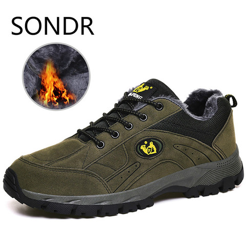 Winter Size 49 Men Shoes With Fur Plush Snow Boots Lace-Up Men Outdoor Sneakers Comfortable Warm Casual Cotton Shoes Ankle Boots ► Photo 1/6