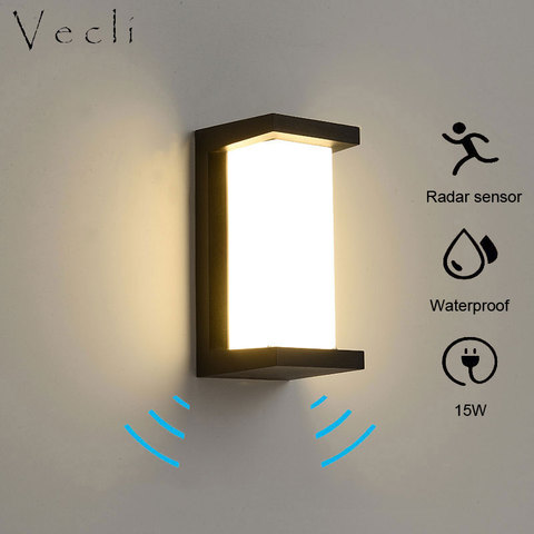 16W with radar sensor outdoor wall lamp waterproof IP65 villa courtyard hotel exterior wall stairwell corridor aisle ► Photo 1/1