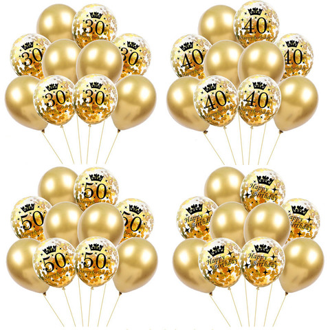 Black Gold 30 40 50 60 Years Birthday Party Confetti Balloon 30th 50th Birthday Party Decorations Adult Party Ballon Air Globos ► Photo 1/6