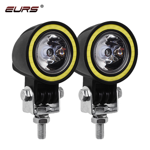 EURS LED Motorcycle Headlight Angel Eye 1800LM moto spotlight LED Driving Fog Spot Head Light Auxiliary Led Motorbike Spotlights ► Photo 1/6