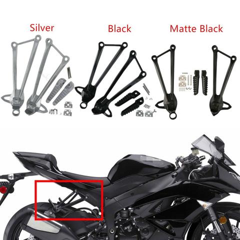 Motorcycle Black/Silver Rear Footrest Foot Pegs Bracket For Kawasaki Ninja ZX10R 2008-2010 ZX6R 2009-2017 16 15 14 13 12 11 10 ► Photo 1/6