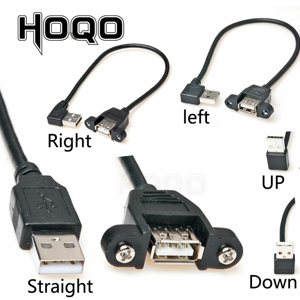 Left Right 90 Degree Angled Micro USB 2.0 Male to Female Extension Cable Full 5Pin Connected With screws Panel Mount Hole 30cm,50cm,Right Angled 