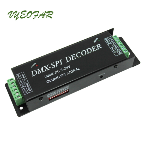 NEW LED DMX TO SPI decoder for 2801 6803 2812 2811 IC strip DMX200 DC5V 12V 24V Input 512 Point SPI TTL signal LED Controller ► Photo 1/4