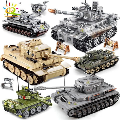 HUIQIBAO Military German King Tiger Tank model Building Blocks Army WW2 soldier Figures man weapon bricks children Boy Toys Gift ► Photo 1/6