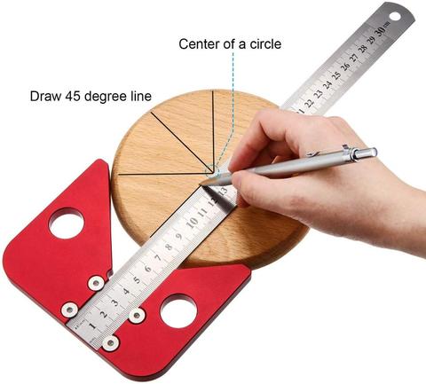 Aluminum Alloy Square Center Scribe  Center Finder Center Scribe Line Gauge Woodworking Center Measuring Tool with mark ruler ► Photo 1/6
