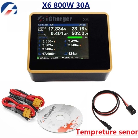 iCharger X6 800W 30A DC LCD Screen Smart Battery Balance Charger Discharger ► Photo 1/6