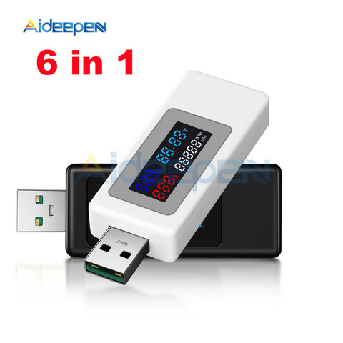 6 in 1 USB Tester 4-30V Power Meter Digital Voltmeter Voltimetro Volt Meter Power Bank Wattmeter Voltage Tester Doctor Detector ► Photo 1/6