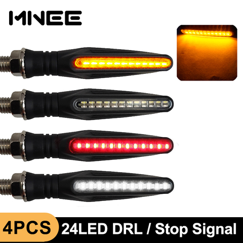 LED Turn Signals Light for Motorcycle 24*335SMD Flowing Water Blinker Braking Tail Lights DRL Running Flasher IP68 Bendable ► Photo 1/6