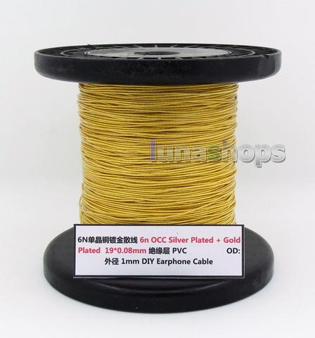 10m 6n OCC + Gold Plated 24AWG 19*0.08mm PVC OD 1mm DIY Audio Headphone Earphone Cable LN005931 ► Photo 1/2