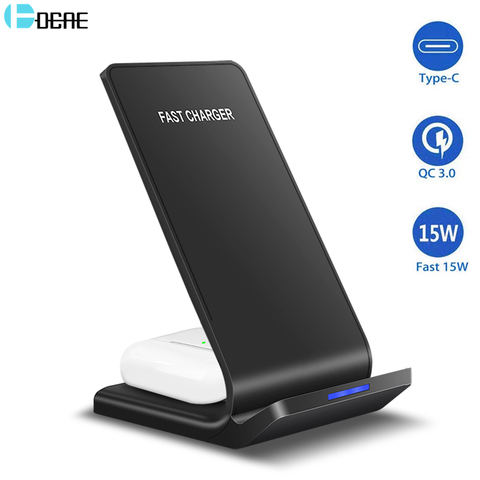 DCAE 15W Qi Wireless Charger for Samsung S20 S10 S9 Note 10 Buds 2 in 1 Fast Charging Stand For iPhone 11 XS XR X 8 Airpods Pro ► Photo 1/6
