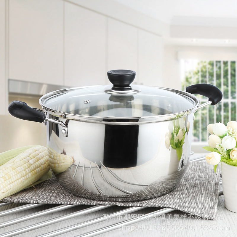 Divided Hot Pot Stainless Steel Hot Pot Ruled Compatible Soup Cooking Pot