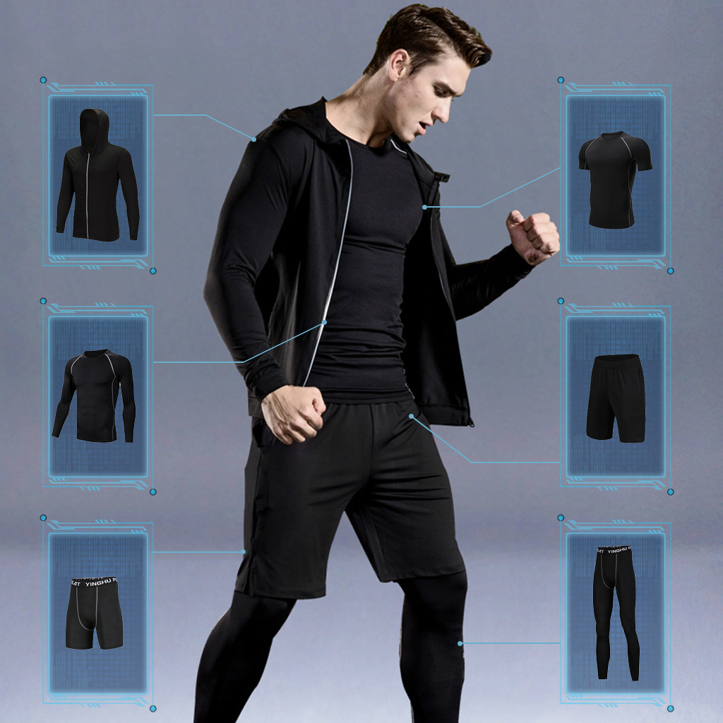 WorthWhile 6 Pcs/Set Sports Tracksuit Men Compression Suit Gym Fitness Clothes Running Set Training Workout Sport Wear - Price history & Review | AliExpress Seller - WorthWhile Official Store | Alitools.io