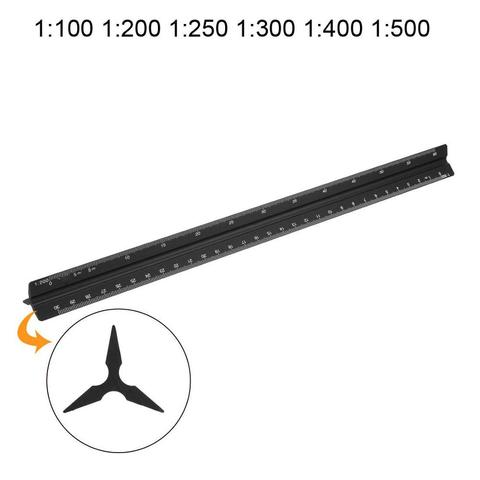 Scale Ruler Aluminum Alloy 30cm Engineer Triangular Scale Architect Rulers Drafting Tools Architectural Scale Ruler-Black ► Photo 1/4