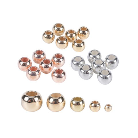 30-100Pcs/Lot Dia 4 6 8 10 12mm Gold Silver Diy Beads Accessories Big Large Hole CCB Spacer Loose Beads For Jewelry Making ► Photo 1/6