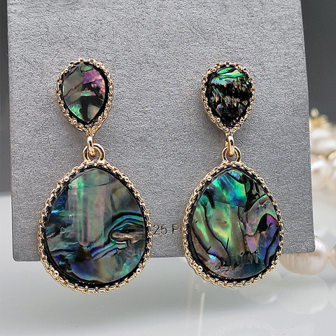 Trendy Ocean Abalone Shell Water Drop Earrings Women Jewelry Gold Color Sea Green Blue Piercing Earrings Bohemian ► Photo 1/6