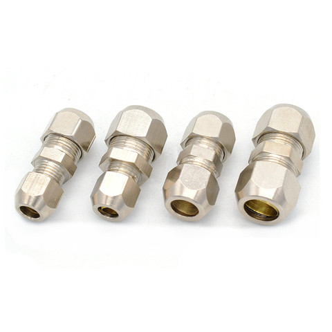 Compression Ferrule Tube Fitting 4mm 6mm 8mm 10mm 12mm Brass Pipe Double Card Set Copper Joints Tubing Nut Lock Double Straight ► Photo 1/5