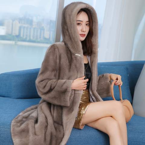 Mink coat hooded women's 2022 new long section youth thickening warm luxury fur coat women's lapel coat ► Photo 1/6