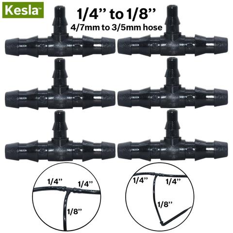 KESLA 50PCS Drip Irrigation 1/4 to 1/8 Inch Barbed Tee Connector Adapter for 4/7mm to 3/5mm Hose Water Pipe Repair Garden Tool ► Photo 1/6