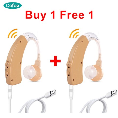 【Buy 1 Free 1】Cofoe USB Rechargeable Hearing Aid BTE Sound Amplifier Adjustable Hearing Aids for Elderly Hearing Loss Patient Al ► Photo 1/6