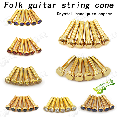 6pcs Copper Guitar Bridge Pins Bridge Pin for Acoustic Guitar with Pearl Shell Brass Circle Guitar Accessories ► Photo 1/6