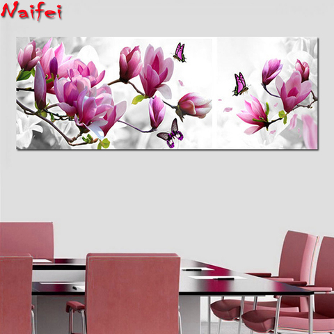 5D DIY Diamond embroidery Cross stitch Pink magnolia Full Square/Round Diamond mosaic Diamond painting flower decoration ► Photo 1/6