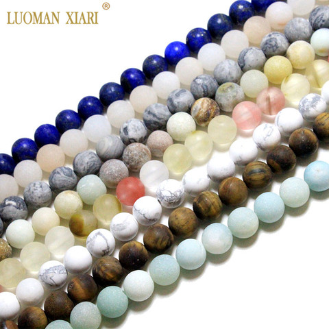 Fine AAA 100% Natural Stone Beads Matte Tiger Eye Amazonite Rose Quartz Agate For Jewelry Making DIY Necklace Bracelet 4/6/810MM ► Photo 1/6