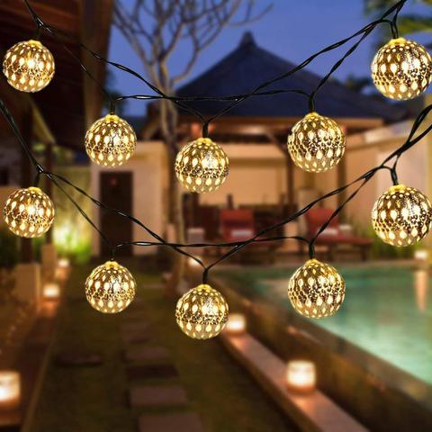 40/30 LED Moroccan Ball Solar String Lights Fairy Globe Waterproof Lantern Light Decorative Lighting for Home Garden Party Decor ► Photo 1/1