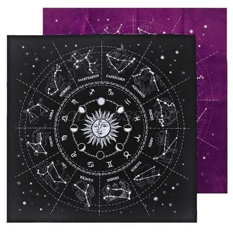12 Constellations Tarot Card Tablecloth Velvet Divination Altar Cloth Board Game Fortune Astrology Oracle Card Pad ► Photo 1/6