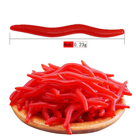 100pcs/lot Soft Lure Fishing Simulation Earthworm red Worms Artificial Fishing Lure Tackle Lifelike Fishy Smell Lures ► Photo 1/6