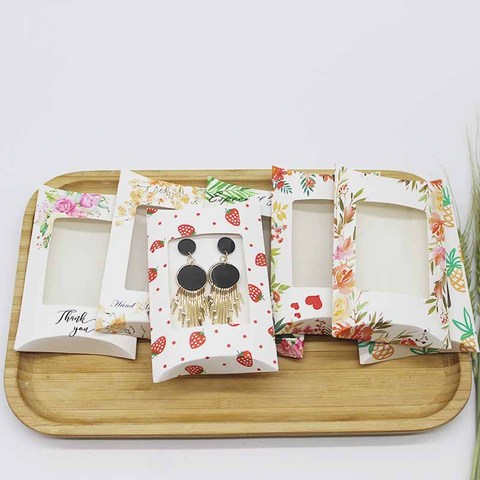 10pcs/lot new Pillow box with window Jewelry&necklace&Earring DIsplay Box marbling designs flower pattern Gifts box 12.5*8*2cm ► Photo 1/6