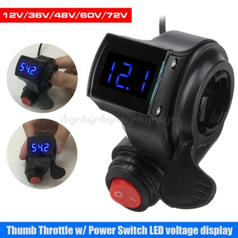 1 Set Electric Vehicle E-bike Voltage Display Switch Handle Finger Thumb Throttle Scooter with Power LED Display Handlebar Grips ► Photo 1/6