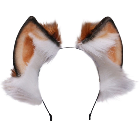 Faux Fur Kitten Wolf Ears Headband Furry Plush Animal Hair Hoop Cosplay Costume  ► Photo 1/6