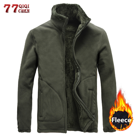 Autumn Winter Thicken Warm Soft Shell Jacket Men Military Tactical Thermal Polar Fleece Coat Casual Jacket Plus Size 6XL 7XL 8XL ► Photo 1/6