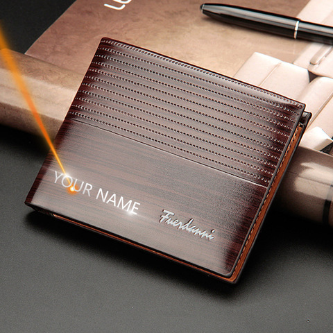 2022 New Customized Men Wallets Name Engraving High Quality  Short Card Holder Male Purse Vintage Coin Holder Men Wallets ► Photo 1/6