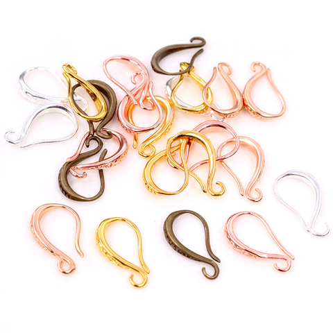 15x10mm 20pcs (10 Pair) High Quality Silver Plated Bronze Rose Gold 6 Colors Earring Hooks Wire Settings Base Settings Wholesale ► Photo 1/6