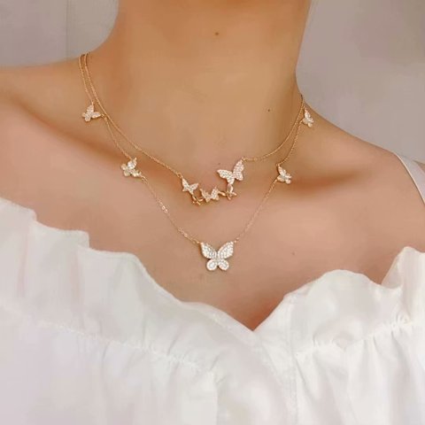 Shiny Side New Accessories Crystal Butterfly Pendant&necklaces for Women Fashion Jewelry Elegant Chain Choker Zirconia Necklaces ► Photo 1/6