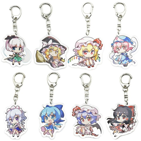 Anime Touhou Project Keychain Hakurei Reimu Kirisame Marisa Flandre Scarlet Remiria Sukareto Acrylic Key Chain Pendant Jewelry ► Photo 1/6