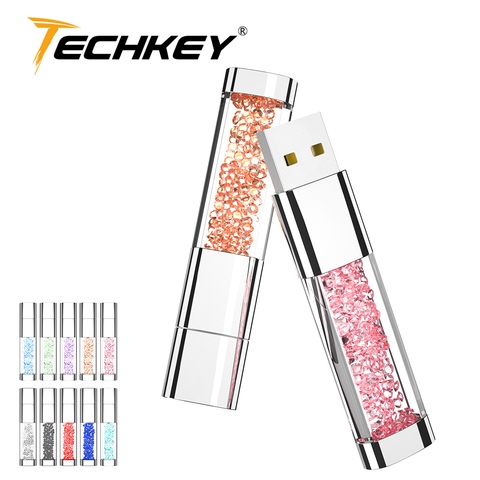 Usb flash drive Crystal Diamond pendrive флешка 32gb 64gb 128GB new TECHKEY memory stick pen drive 8GB 16GB usb special gif ► Photo 1/6