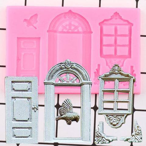 Window Door Frame Border Silicone Mold Birds Candy Chocolate Baking Molds Cupcake Topper Fondant Wedding Cake Decorating Tools ► Photo 1/6