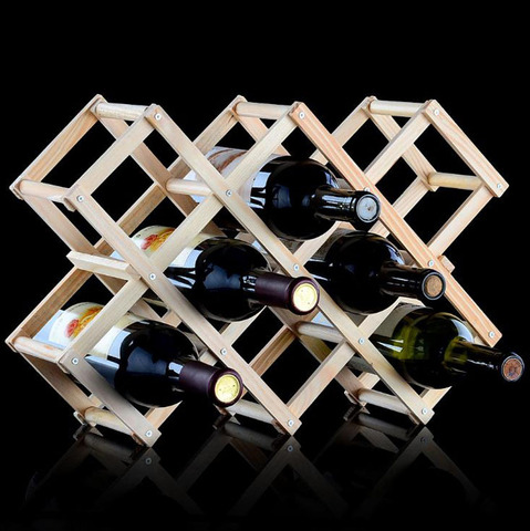 Creative Folding Wooden Wine Bottle Holders for 3 6 10 Bottle Living Room Bar Decorative Cabinet Red Wine Display Storage Racks ► Photo 1/5
