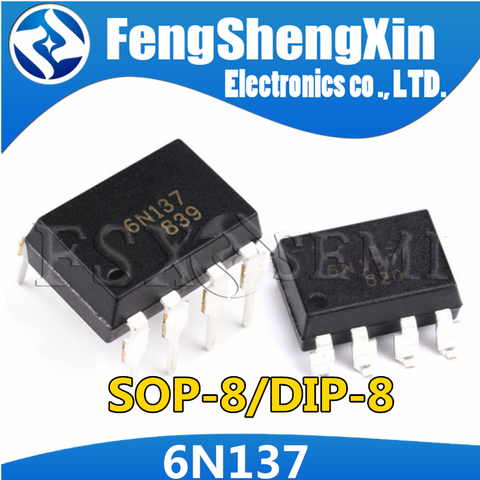 10pcs/lot 100% New  6N137 DIP-8 6N137S SOP-8 High CMR Line Receiver Optocouplers ► Photo 1/3