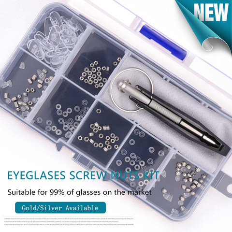 Eyeglass Glasses Repair Kit, Small Screws Nuts Washers with Nose Pads Screwdrivers Tweezer for Sunglasses, Watch, Jewelry Fixing ► Photo 1/6
