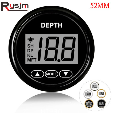 Universal 2'' 52mm Depth Gauge Waterproof IP67 Digital Depth Meters for marine boat yacht auto gauges With White Backlight 9-32V ► Photo 1/6