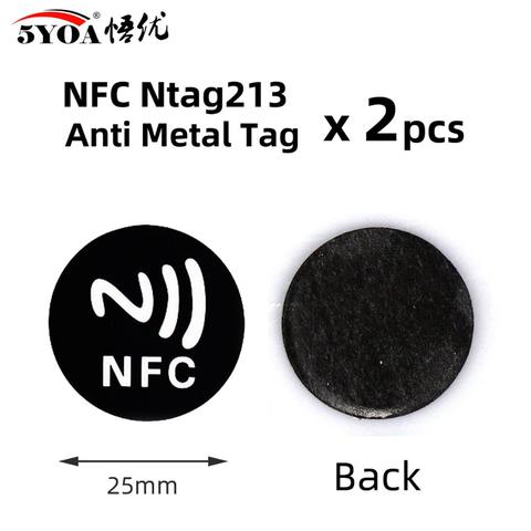 2pcs NFC Tag NFC213 Tags Anti Metal Sticker 13.56MHz ISO14443A 213 Badges Metallic Key Token Patrol Universal Label ► Photo 1/6